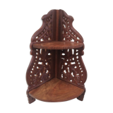 Folding corner shelf wooden crafted with sculpted flowers