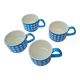 Set of 4 large ceramic mugs with a bird pattern - retro style