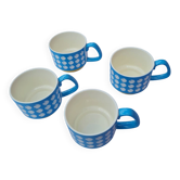 Lot de 4 grandes tasses en céramique au motif oiseaux - style rétro