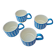 Set of 4 large ceramic mugs with a bird pattern - retro style