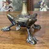 Pair of bronze candle holders XIXth decoration snakes