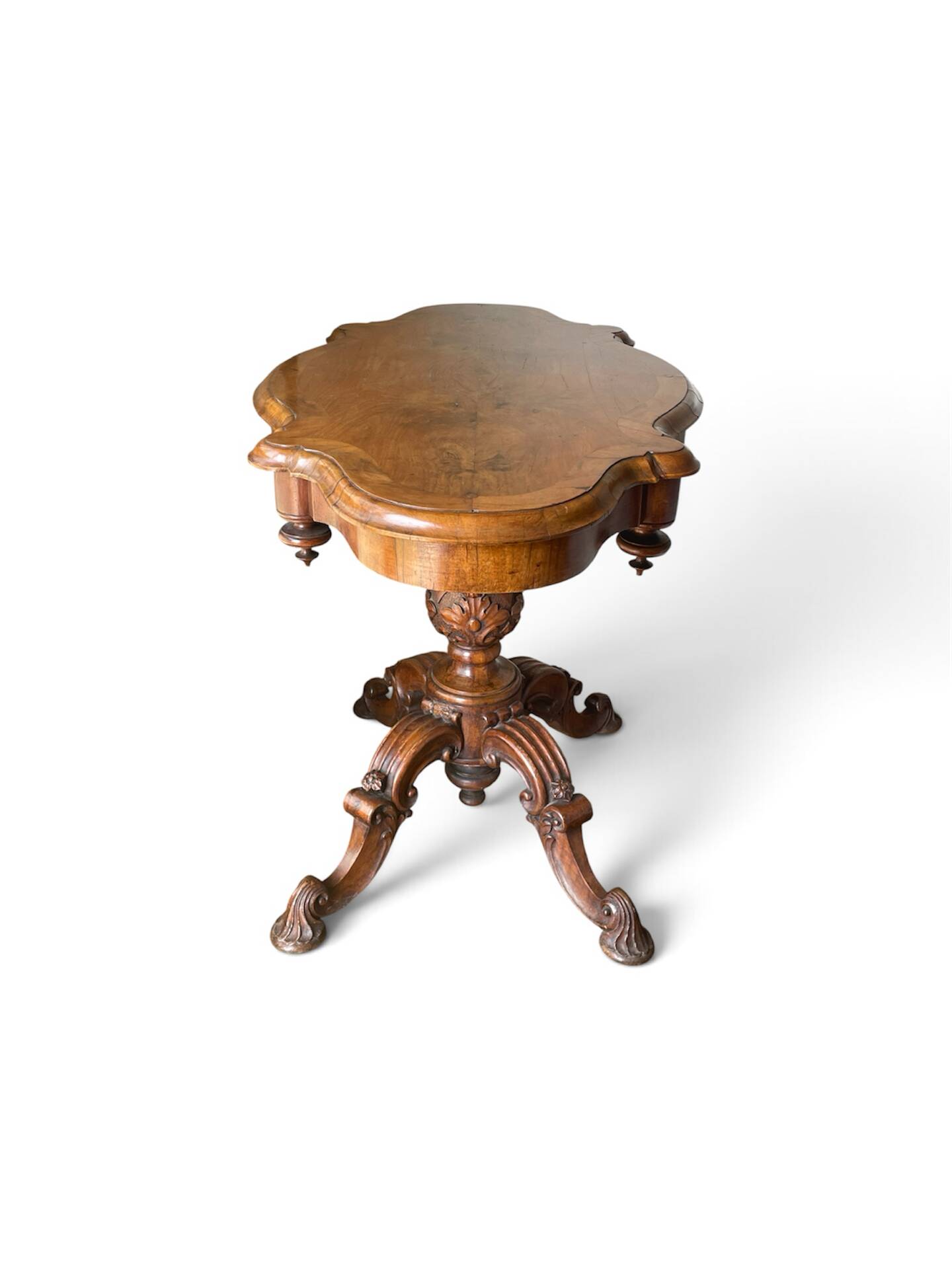19th Century Victorian Walnut Coffee Table - Hand Carved