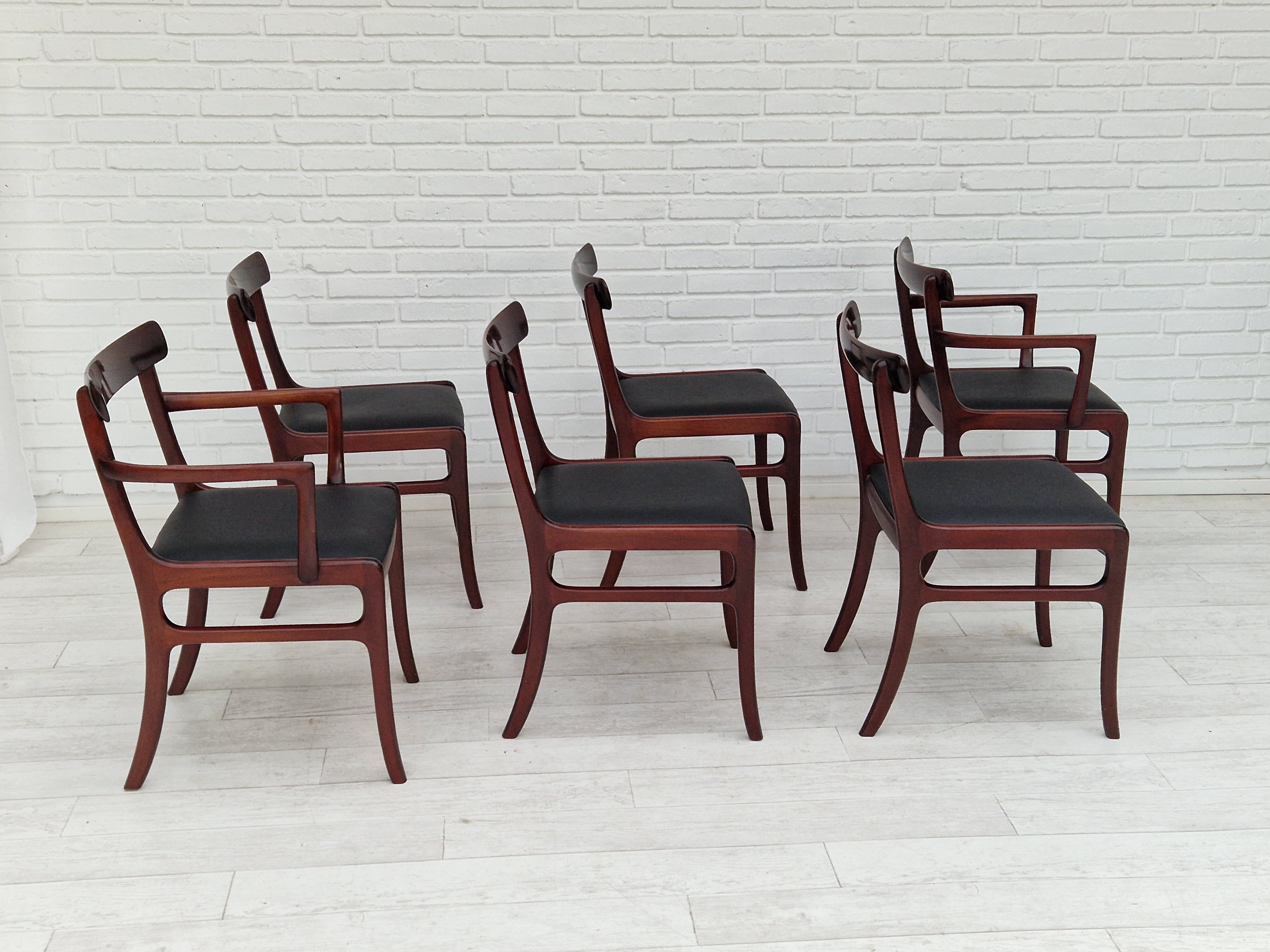 Danish design by Ole Wanscher, set of dining chairs 70s,