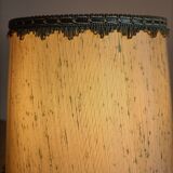 Solid brass candle holder lamp and vintage fabric
