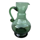 Vintage green blown glass pitcher