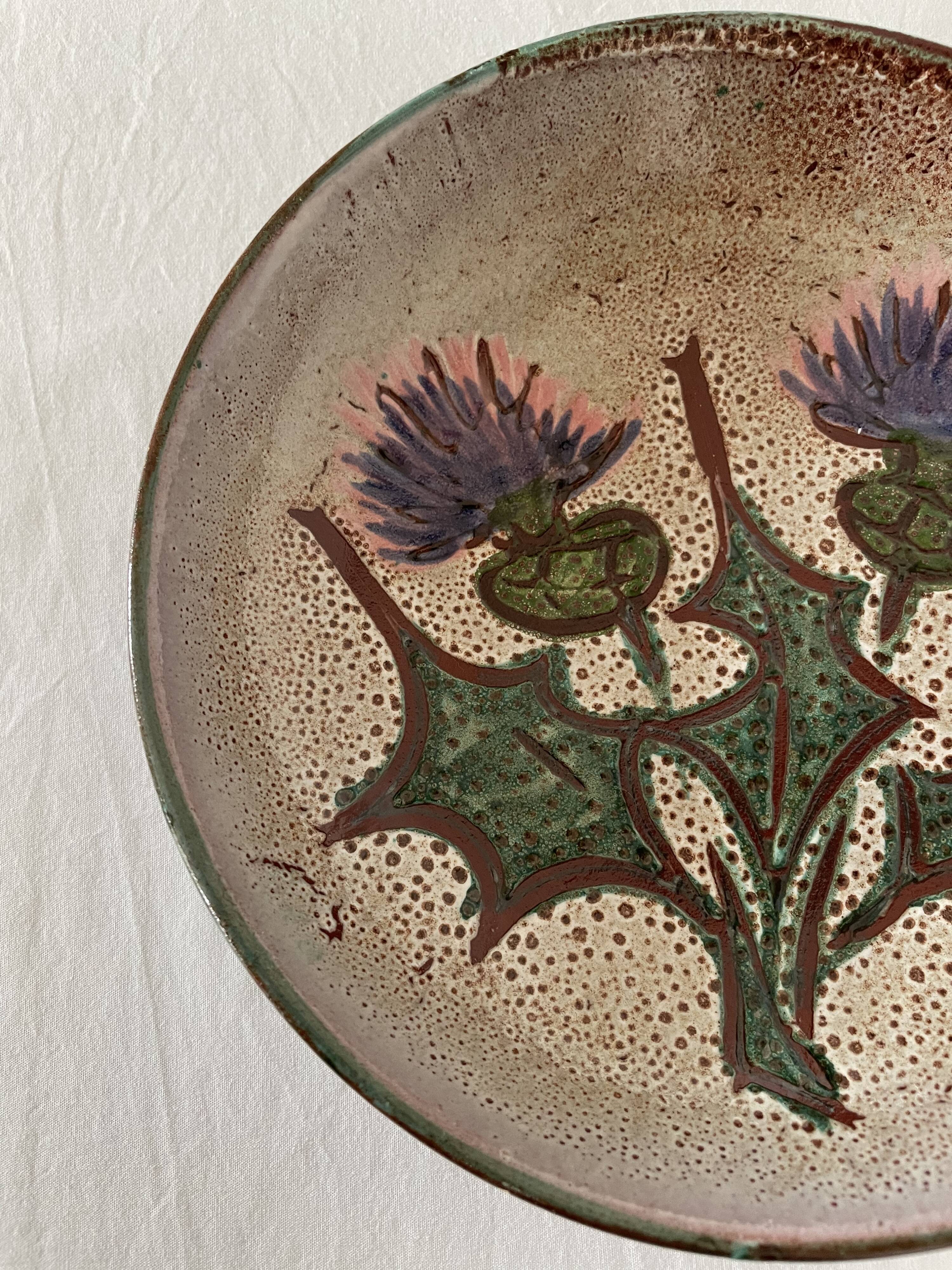 Vallauris deep plate with thistles
