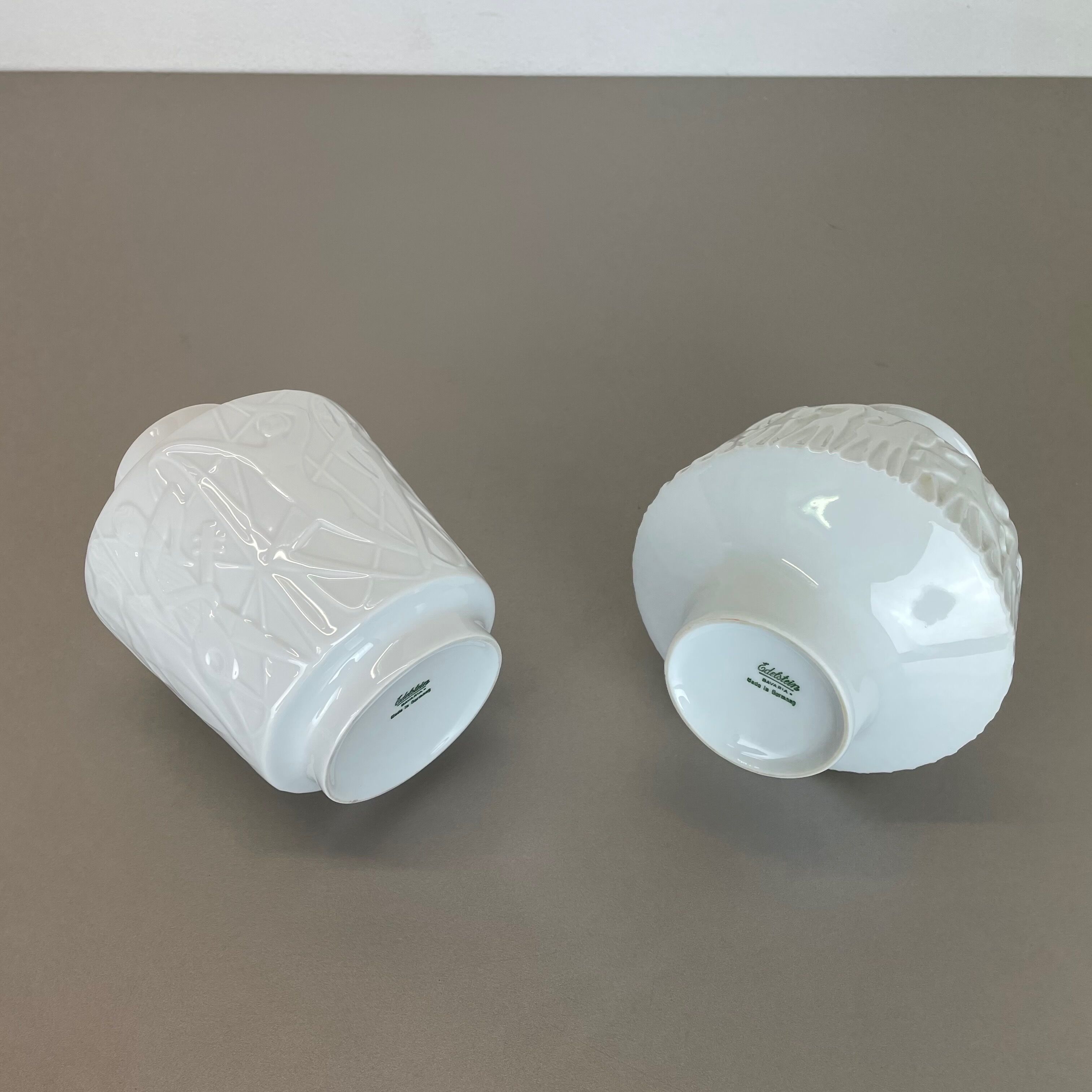 Set of 2 OP Art Biscuit Porcelain Vases by Edelstein Bavaria, Germany, 1970s