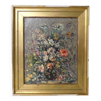Oil painting on canvas, bouquet, signed MOBERG