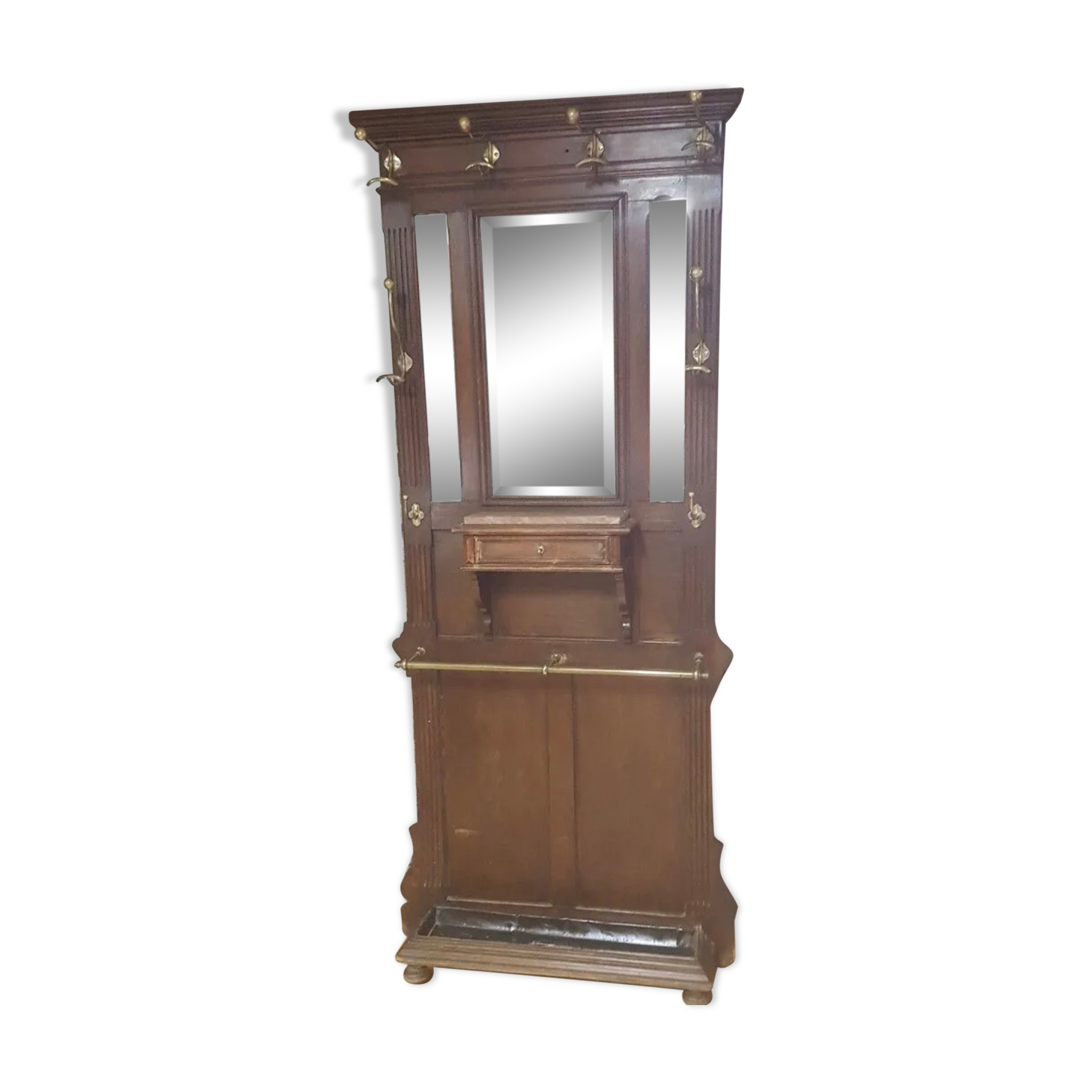 Wooden and brass cloakroom