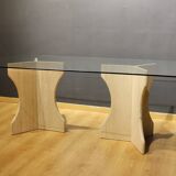 Travertine and glass dining table