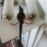 Pair of opaline and brass sconces with 2 branches