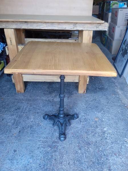 Vintage bistro gueridon table 65/65 cm wood and cast iron
