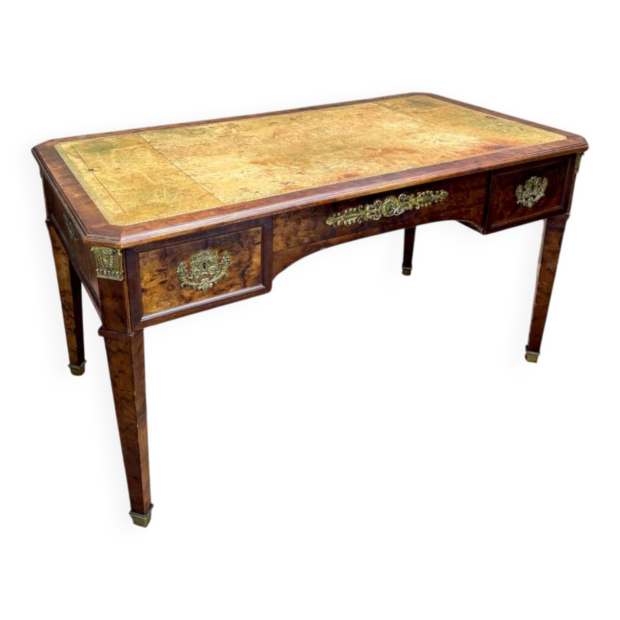 Bureau Plat Double Faces En Acajou De Style Louis XVI XIX Eme Siècle