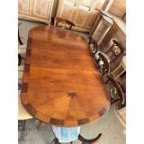 Italian Warm Extendable Oval Table in Walnut and Maple