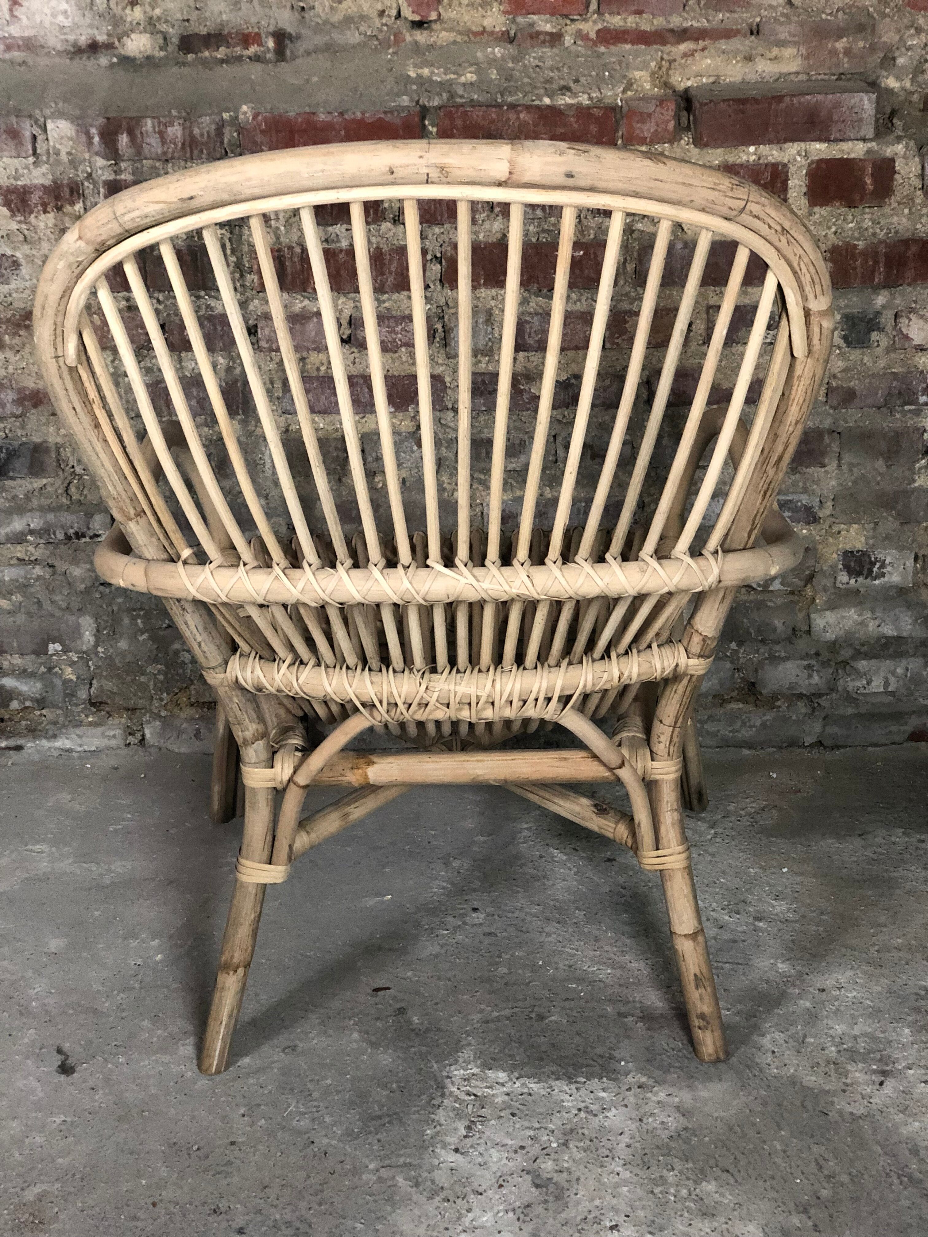 Fauteuil en rotin vintage