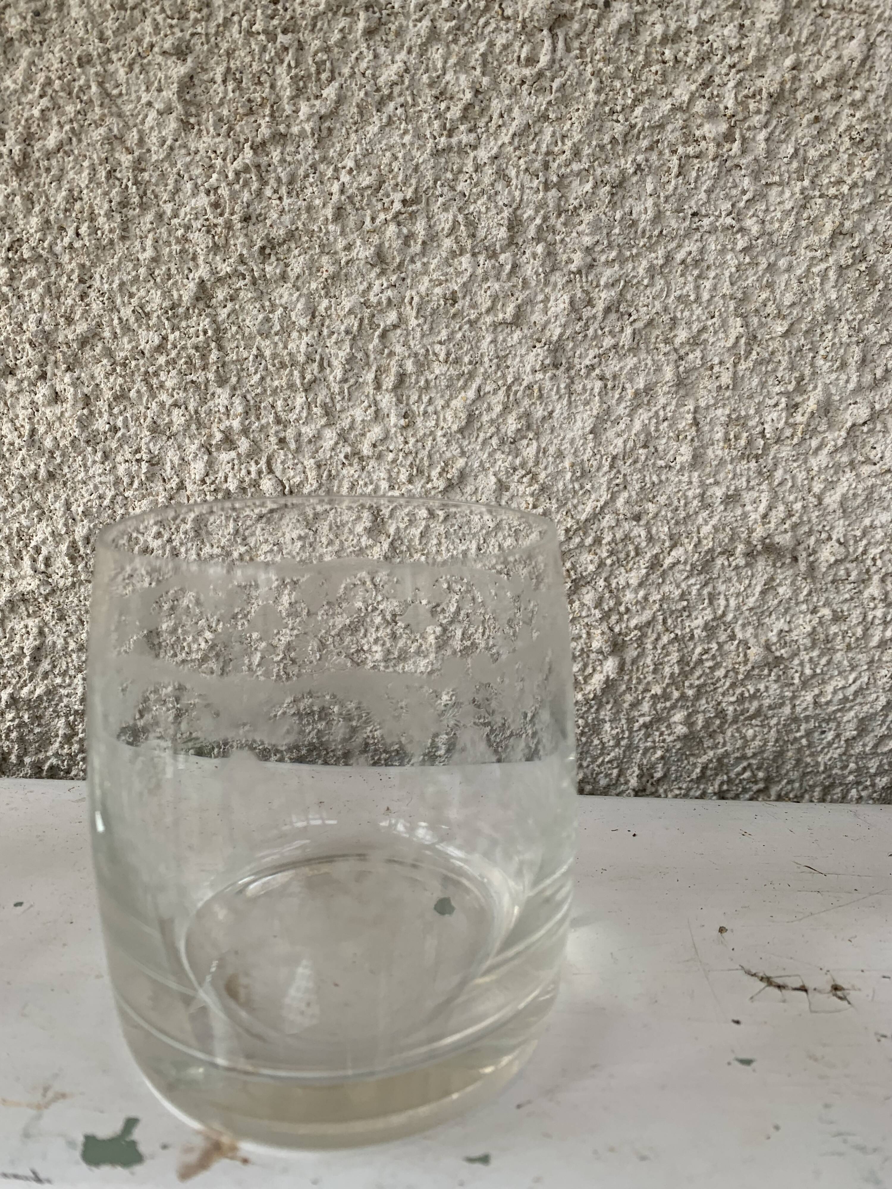 5 antique whiskey glasses, Easter frieze bells and vintage flowers