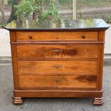 Vintage Louis Philippe commode in wood and grey marble from the 20th century.