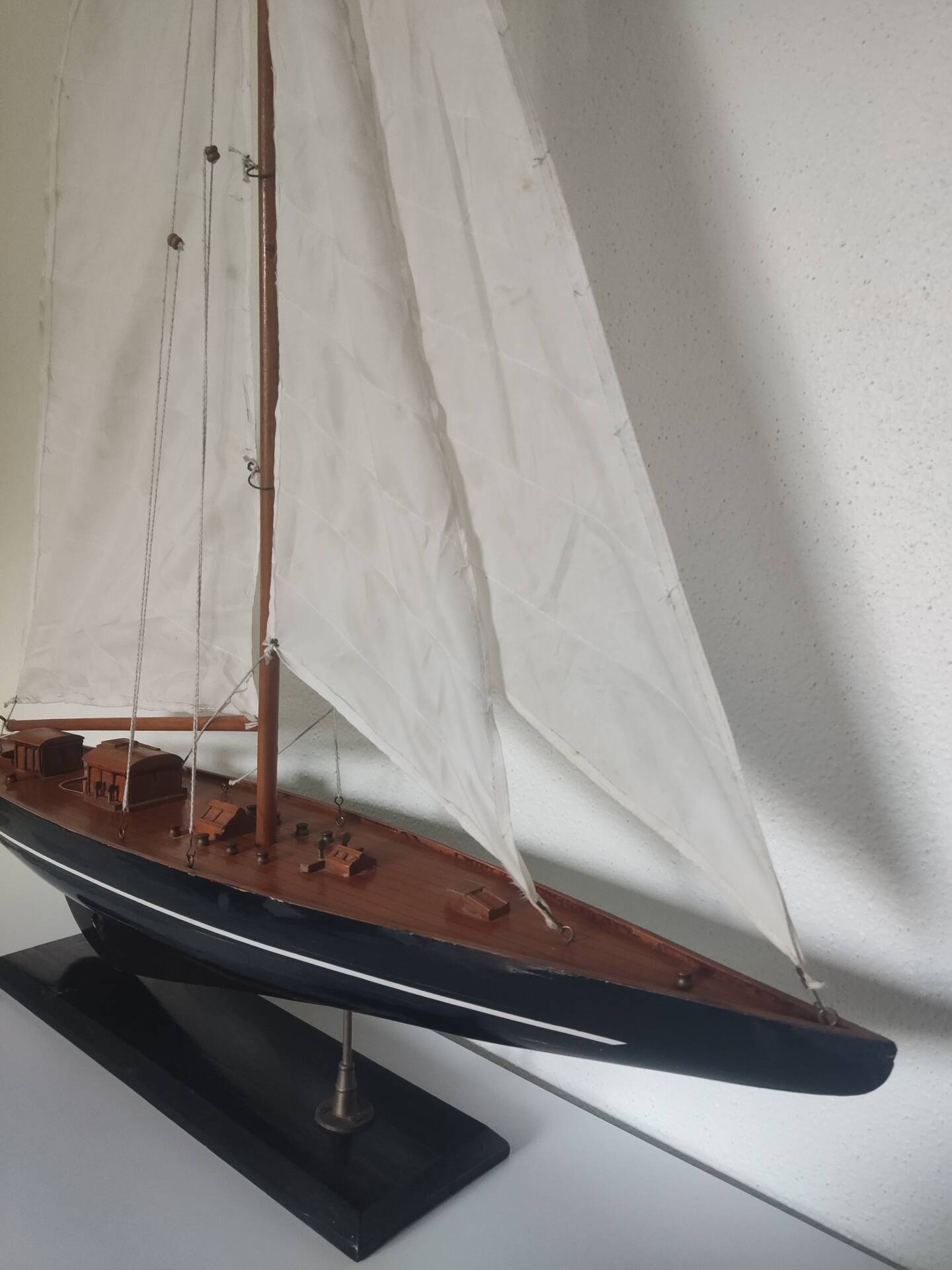 Large classic wooden pond sailboat model - Marine decor