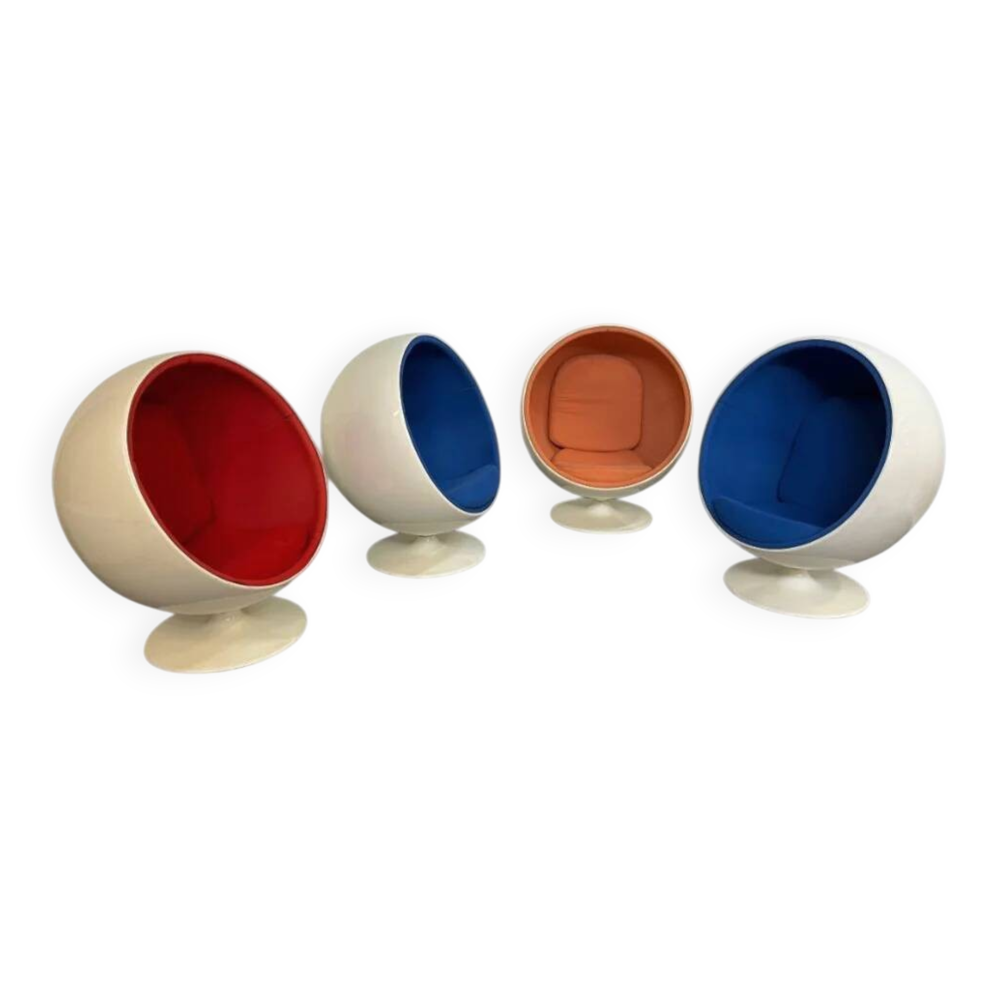 4 x fibreglass ball chair 1980s