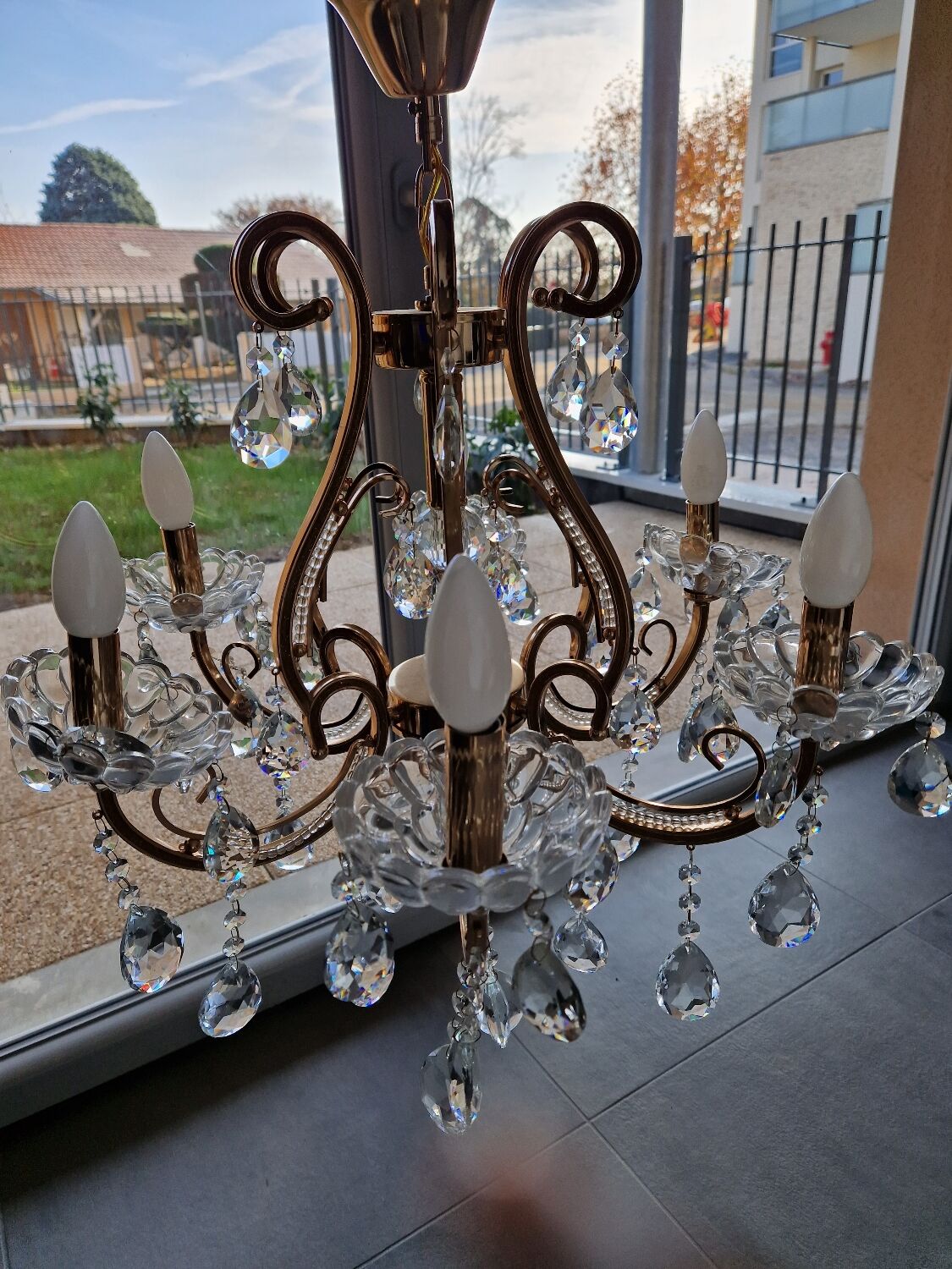 Rose gold chandelier and pampilles