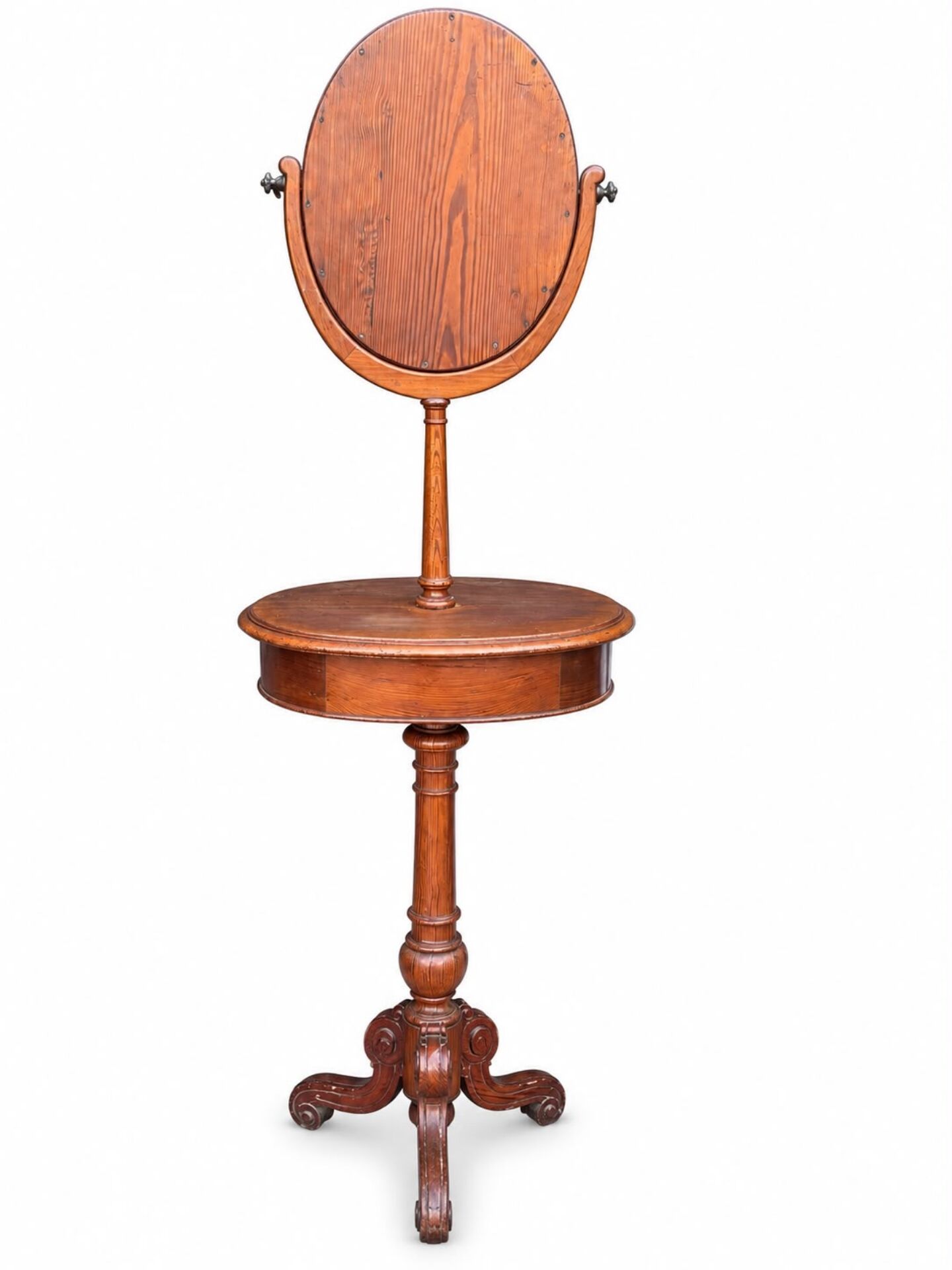 Barber's or shaving mirror on a Victorian stand. 19th century.