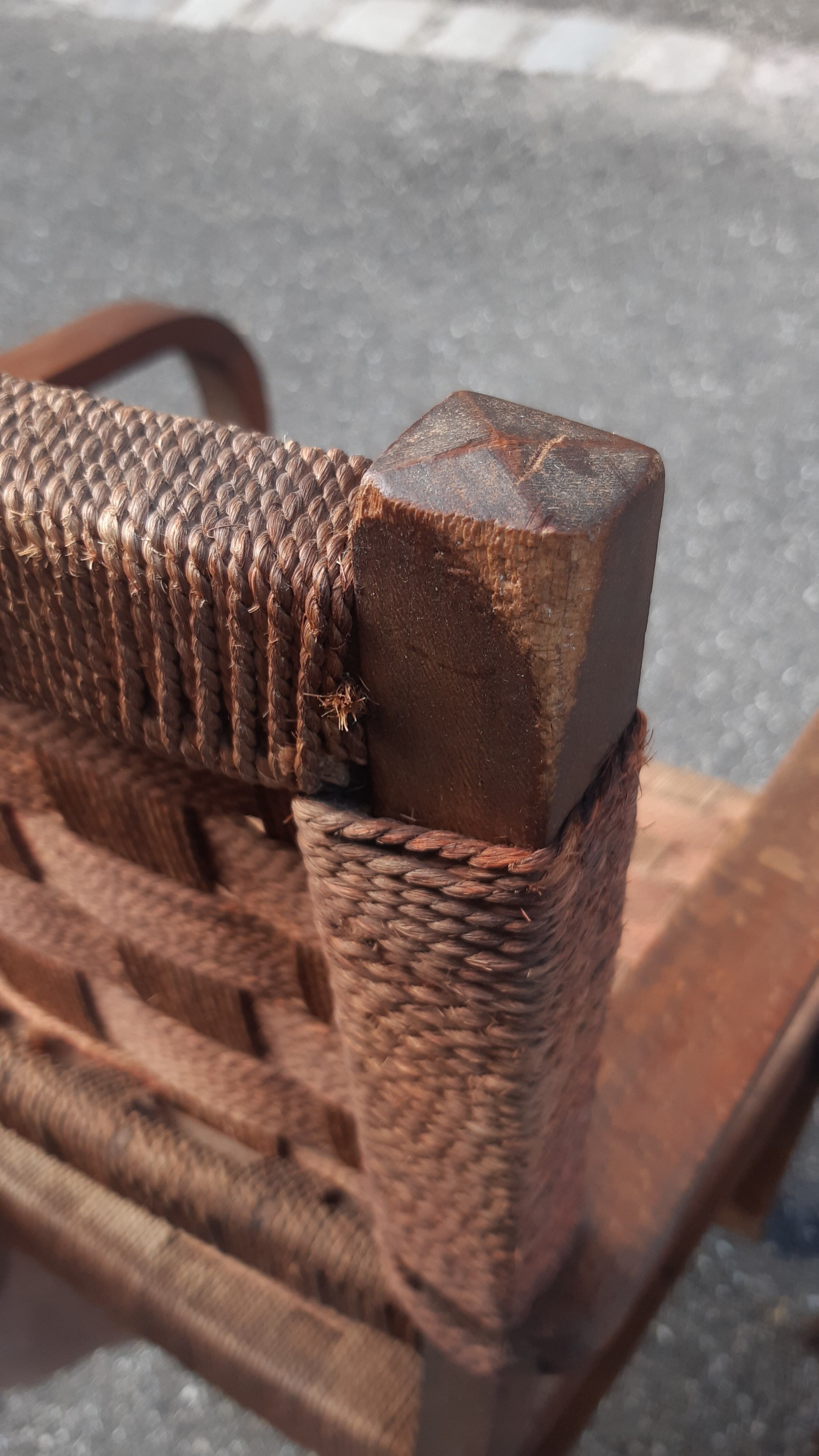 Braided rope and oak armchairs 50