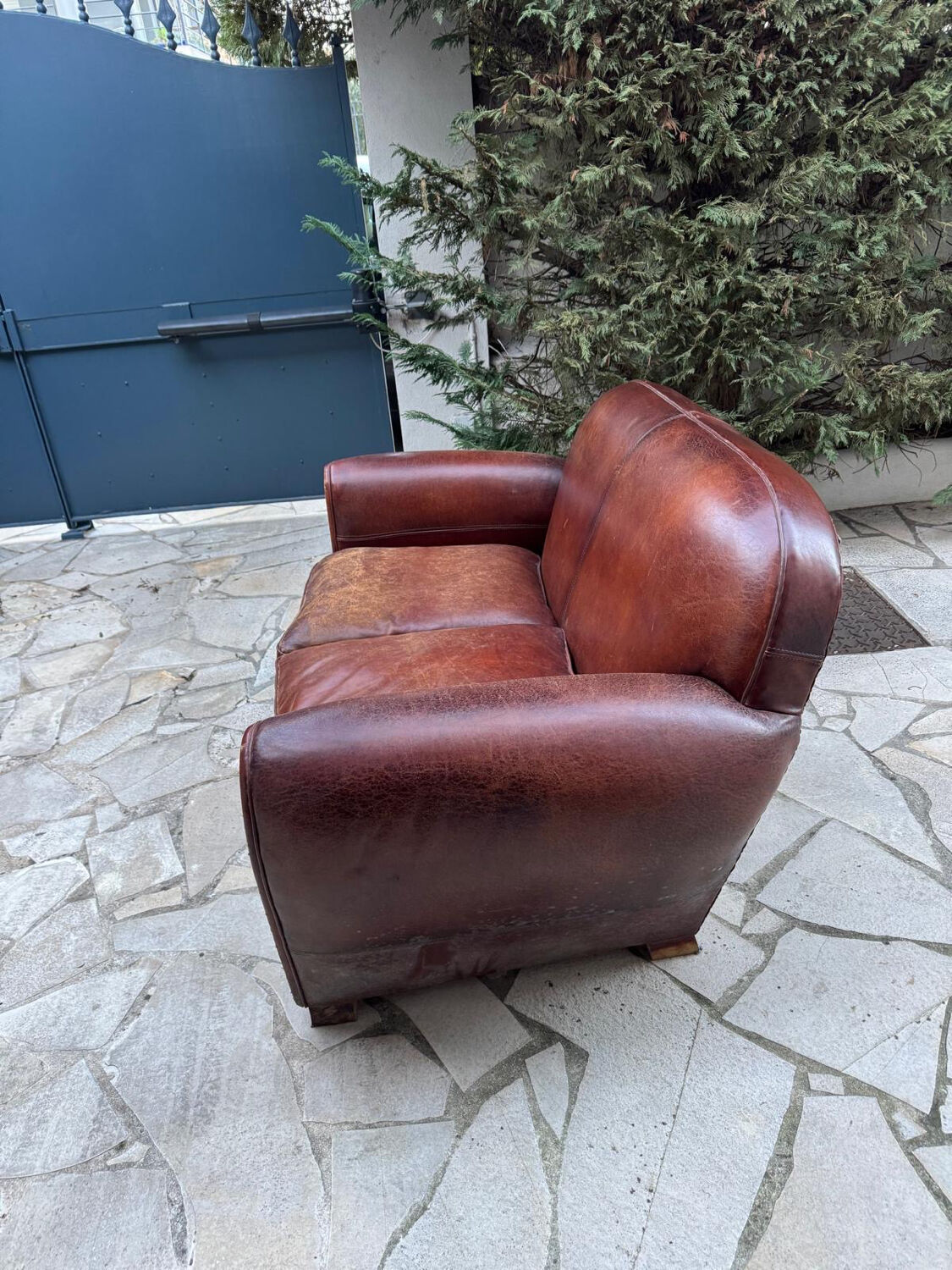 Ensemble Club authentique années 50 – Canapé + 2 fauteuils en cuir