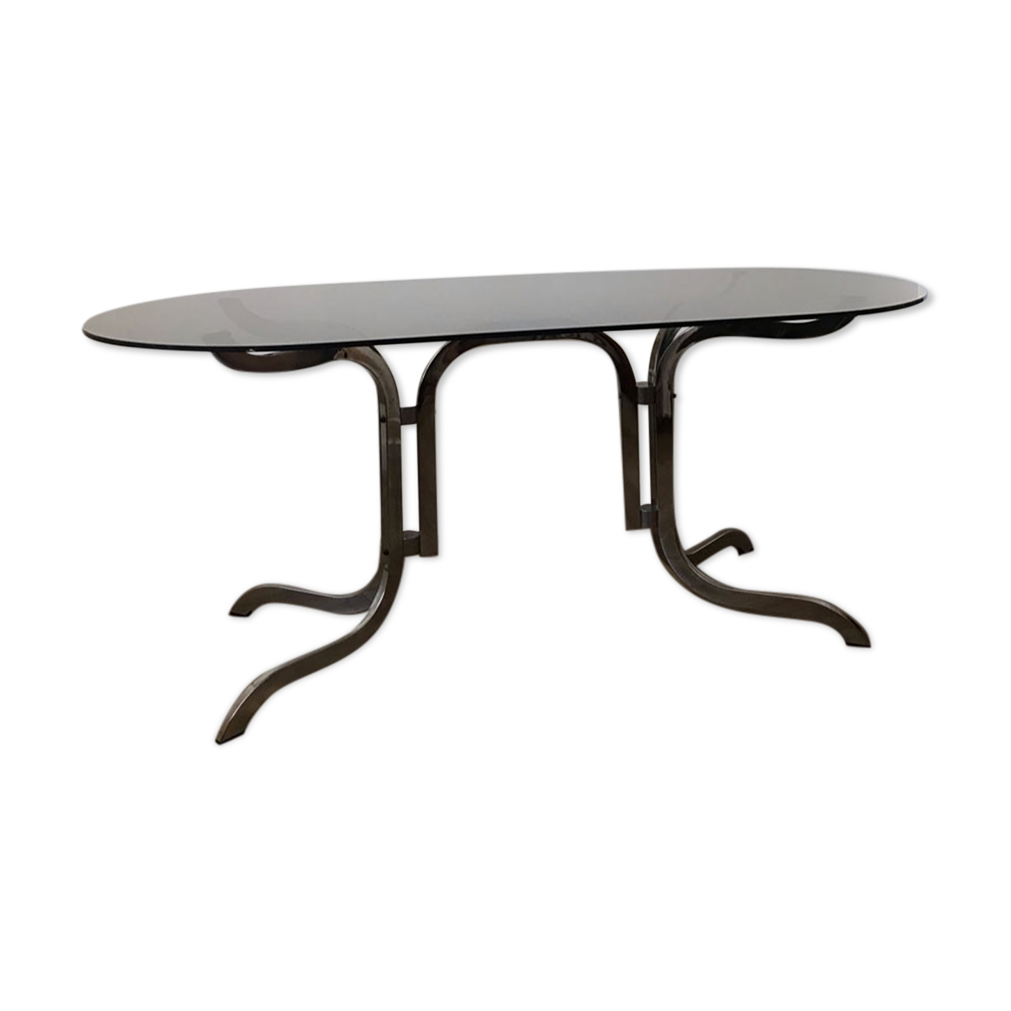 Table chrome et verre 70s
