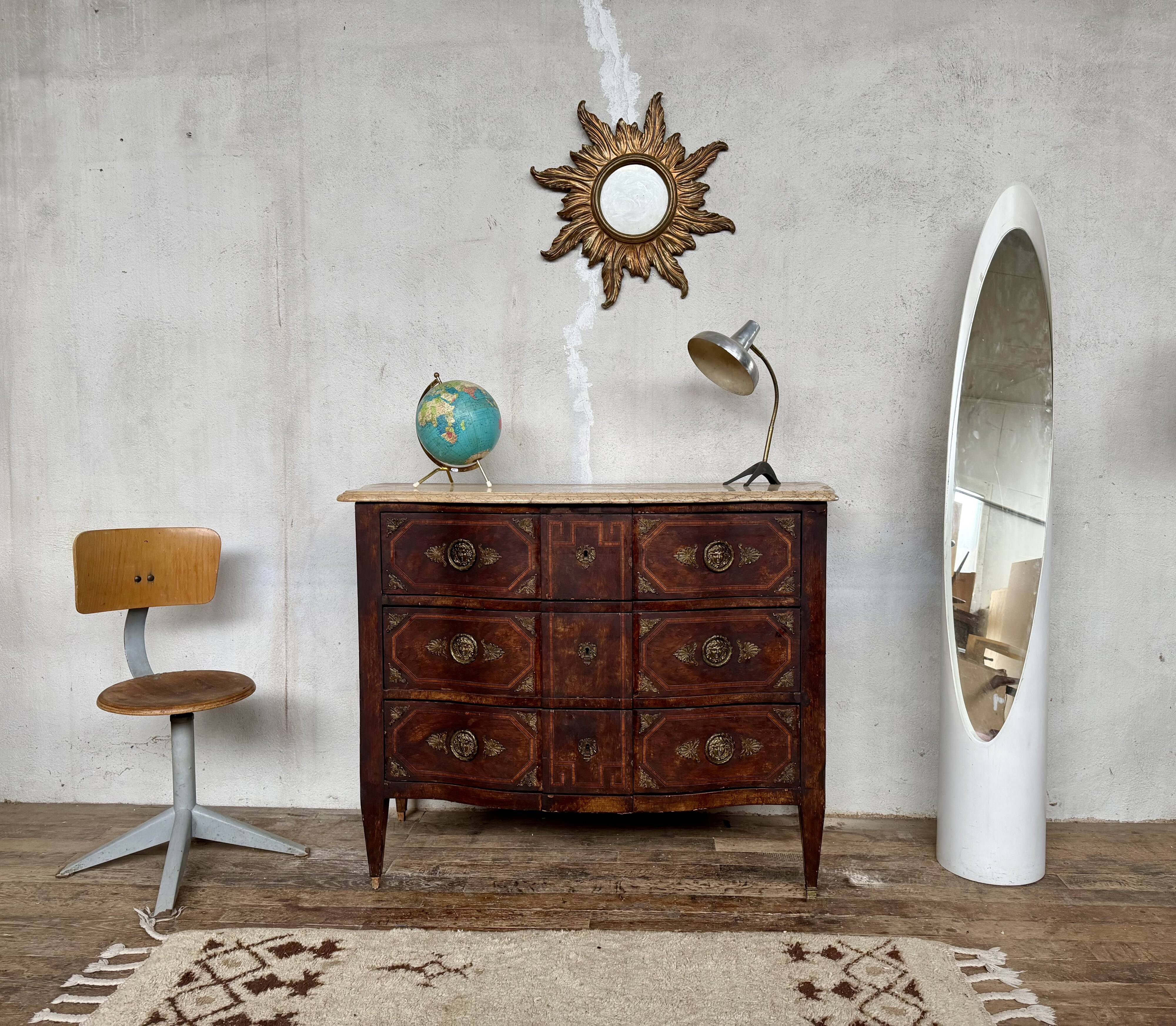 🪑✨ Louis XVI Commode from the early 19th century – Marquetry & Marble ✨🪑