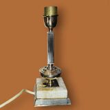 Hollywood Regency table lamp in gold brass and onyx - 1970s