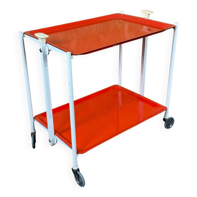 Chariot de service Table d'appoint Design orange Space Age Années 1960 Années 1970