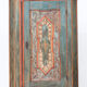Rustic Weathered Farmhouse Folk Art Painted Bridal Cabinet from 1798