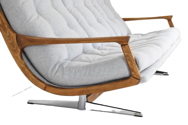 Scandinavian sofa in grey fabric and wood, 1960s