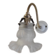 Swan neck wall light in brass, porcelain and glass paste - mid 20th century.