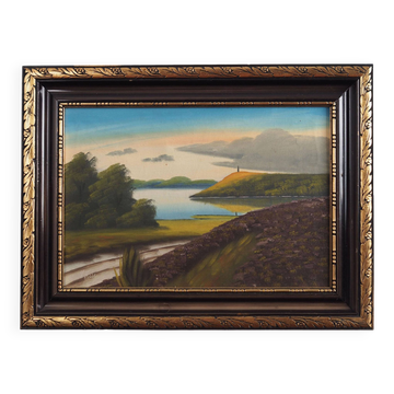 Painting „The Landscape with Hills”, Scandinavian design, 1970s, by V. Kier