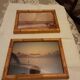 2 WOODEN BAMBOO FRAMES MARTINIQUE LANDSCAPE