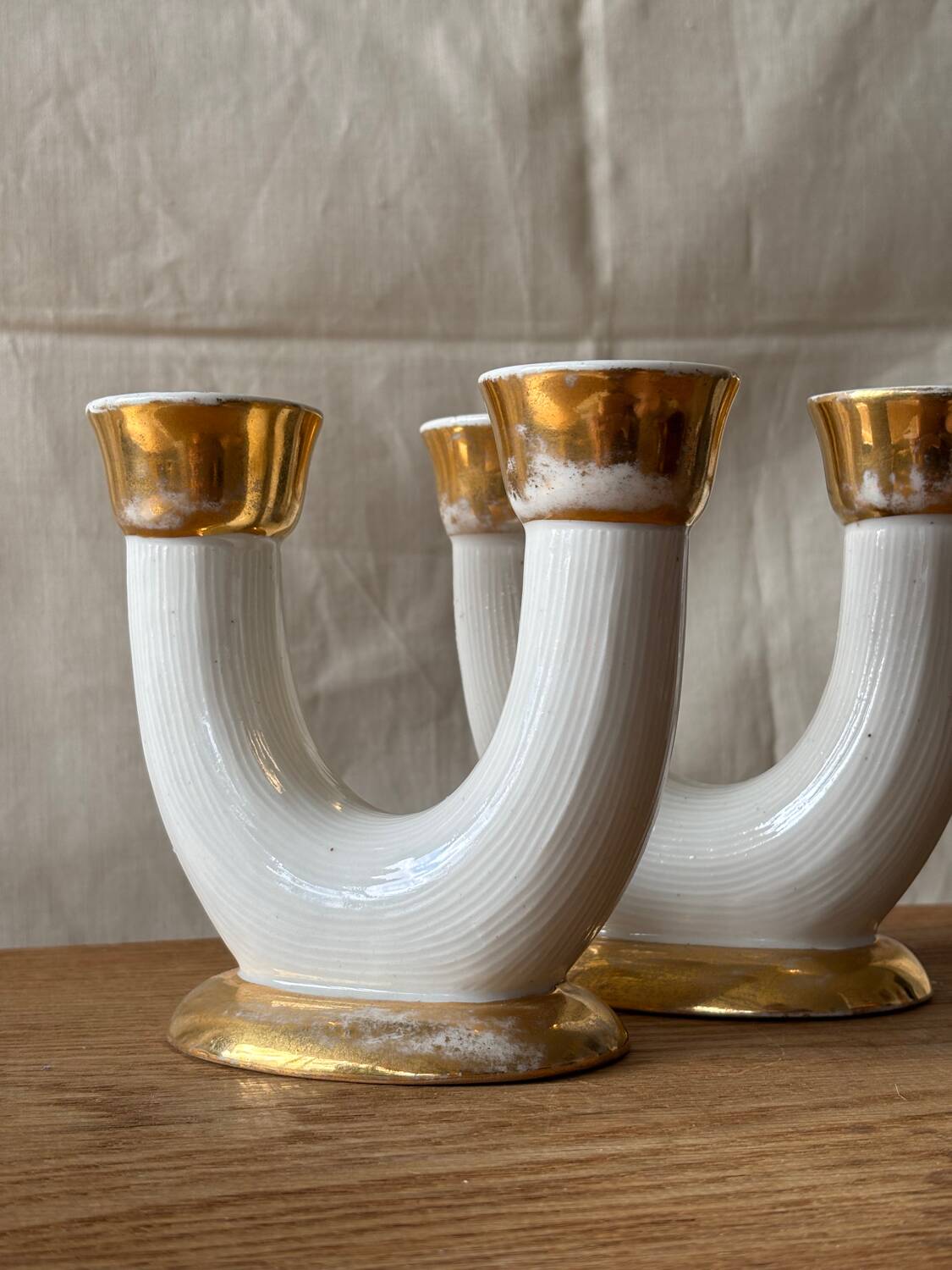 Ceramic candlesticks, Lucien Brisdoux (1878-1963)