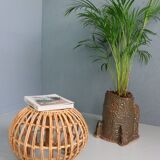 Pouf, jardinière, tabouret ou table d'appoint en rotin vintage des années 1960 par Dirk van Sliedrecht