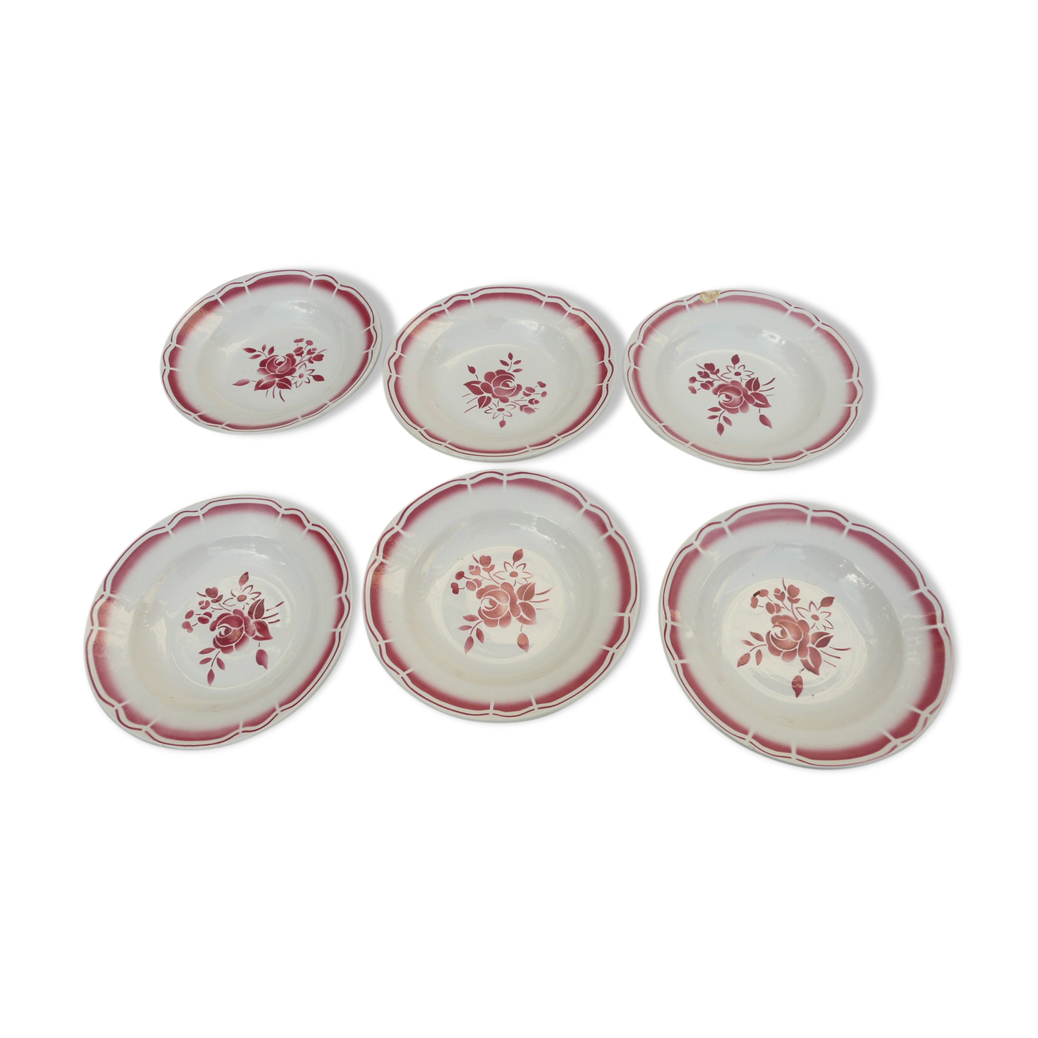 6 plates digs badonviller red flowers