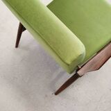 1960 Henryk Lis Mid Century Armchair in Green Velvet