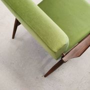 1960 Henryk Lis Mid Century Armchair in Green Velvet