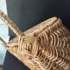 Antique hanging basket in wicker – French artisanal weaving