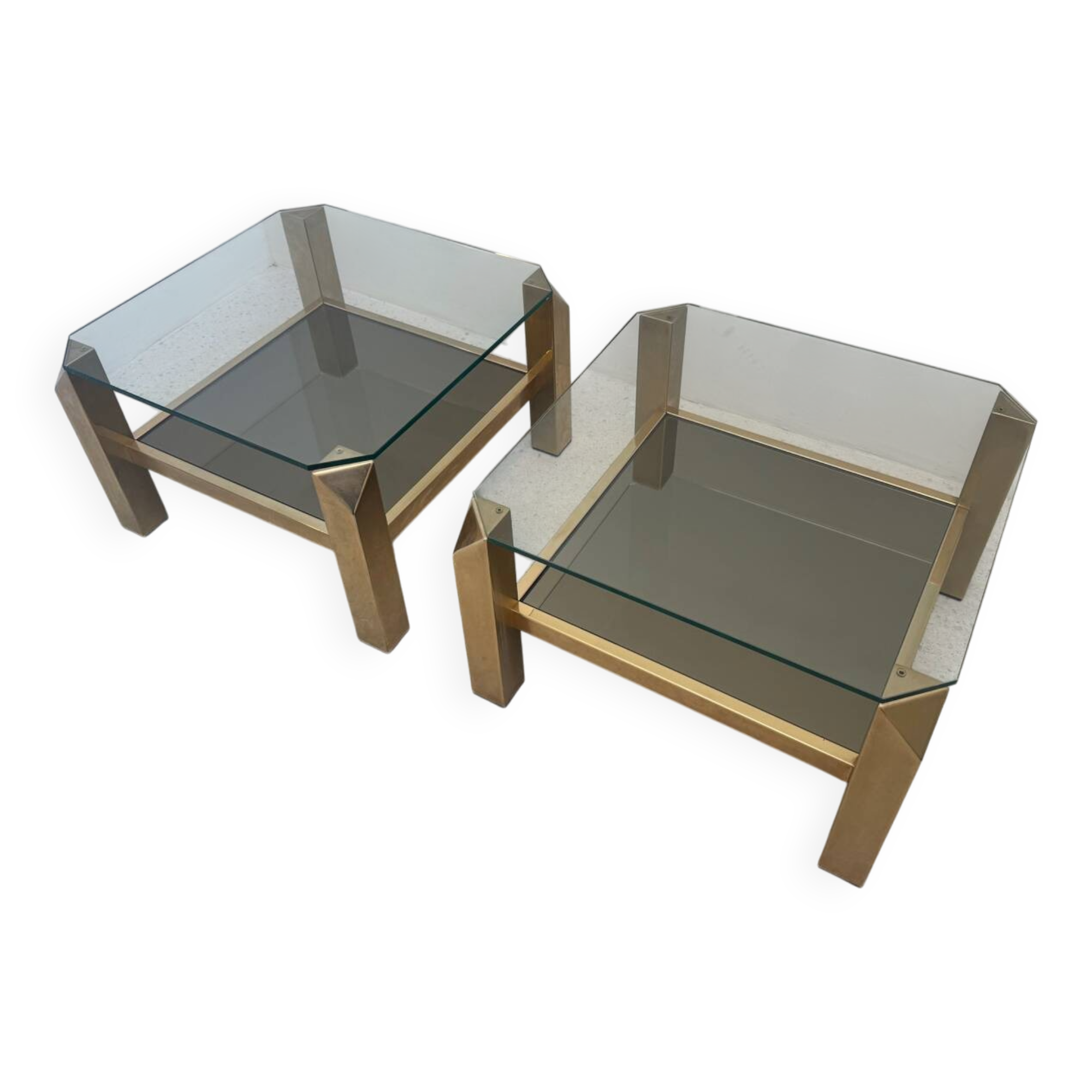 Pair of Belgo Chrom side tables, Belgium 1970s