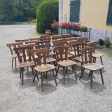 Old bistro chairs in solid oak wood