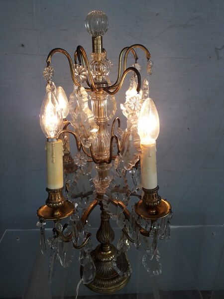 Candelabra bronze and crystal XIXem