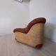 Four vintage armchairs, leather and fabric, 70s