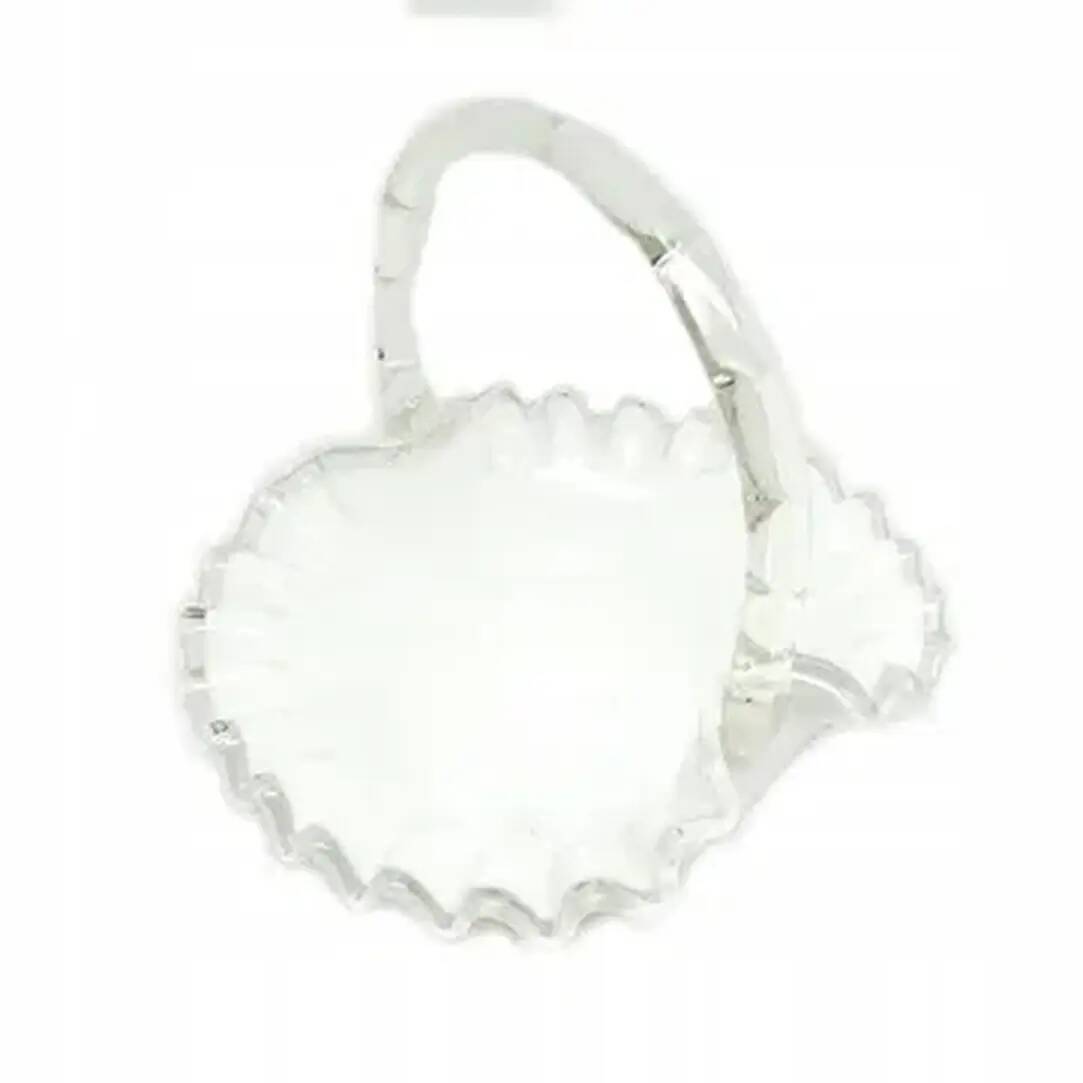 Decorative basket, white glass, Poland, 1970s