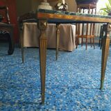 Coffee table in gilded bronze and green Alpine marble