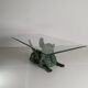 Bronze sphinx table with glass top