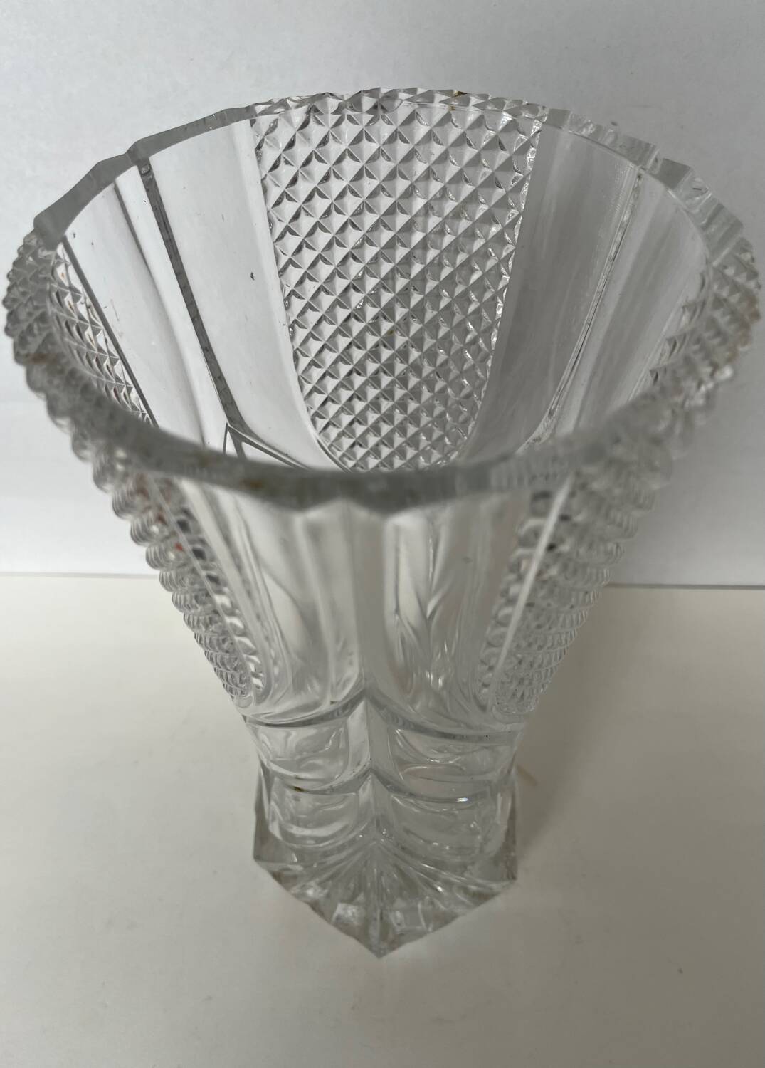 Large molded crystal vase
